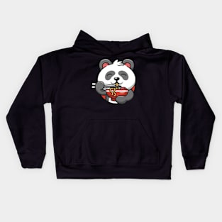 cute panda eat noodles Kids Hoodie